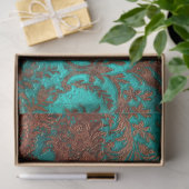 Kupfer Patina rostete Damask Seidenpapier (Geschenk)