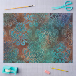 Kupfer Patina rostete Damask Seidenpapier