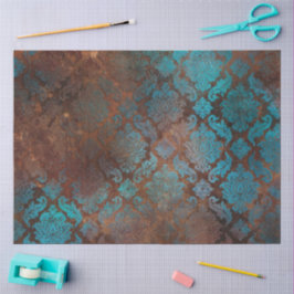 Kupfer Patina rostete Damask Seidenpapier