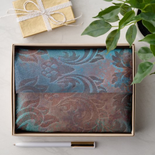 Kupfer Patina rostete Damask Seidenpapier (Geschenk)