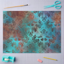 Kupfer Patina rostete Damask Seidenpapier