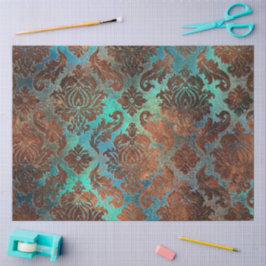 Kupfer Patina rostete Damask Seidenpapier