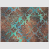 Kupfer Patina rostete Damask Seidenpapier (Vorderseite)