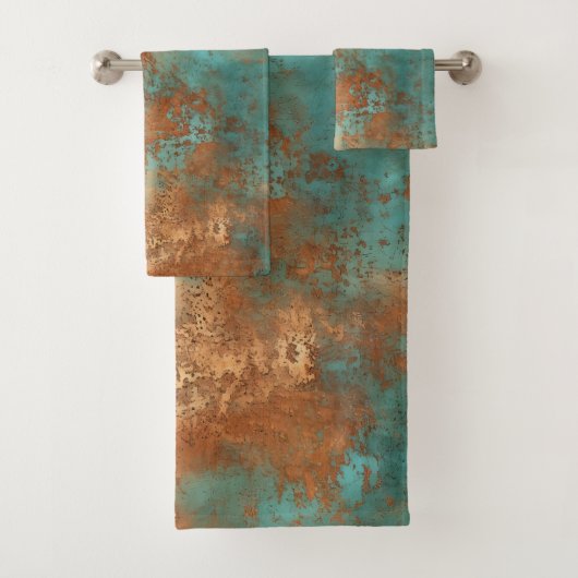 Kupfer Patina Rustic Metallic Badhandtuch Set (Insitu)