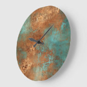 Kupfer Patina Rustic Metallic Große Wanduhr (Winkel)