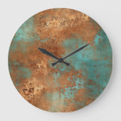 Kupfer Patina Rustic Metallic Große Wanduhr (Vorderseite)