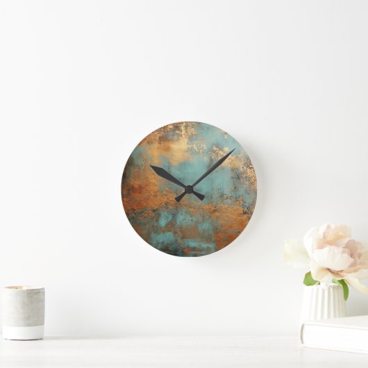 Kupfer Patina Rustic Runde Wanduhr (Zuhause)