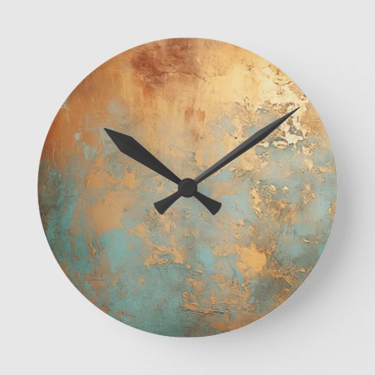 Kupfer Patina Rustic Runde Wanduhr (Vorderseite)