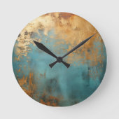 Kupfer Patina Rustic Runde Wanduhr (Vorderseite)