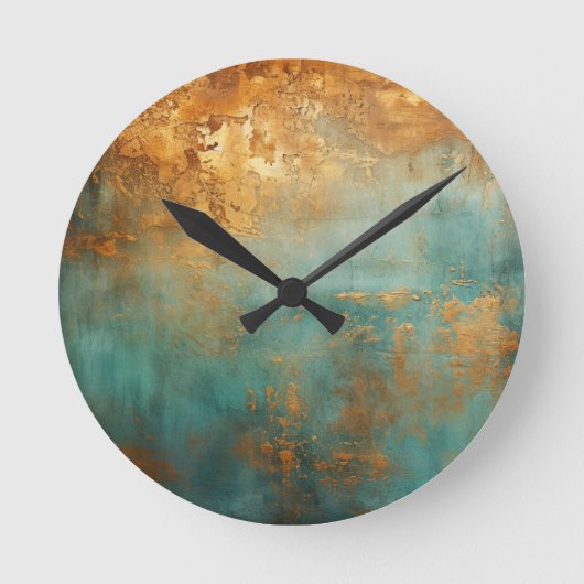 Kupfer Patina Rustic Runde Wanduhr (Vorderseite)
