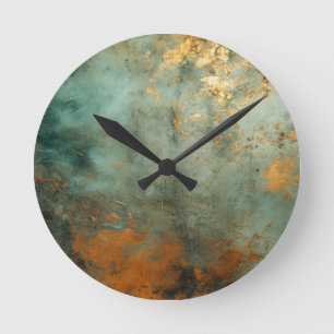 Kupfer-Patina-Rustikal Runde Wanduhr