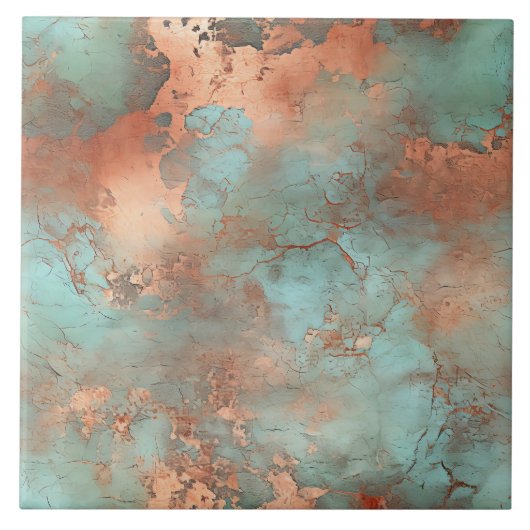 Kupfer Patina Rustikale Keramik Fliese (Vorderseite)
