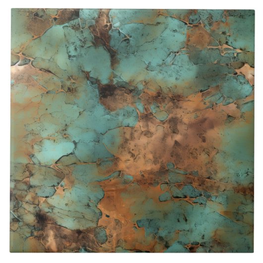 Kupfer Patina Rustikale Keramik Fliese (Vorderseite)
