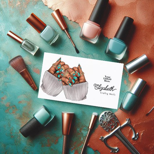 Kupfer Patina Türkis Grunge Black Woman Salon Visitenkarte