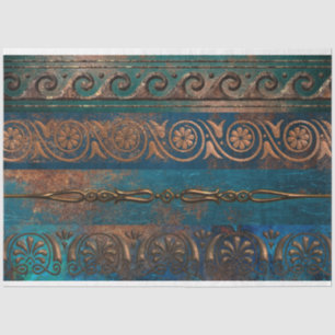 Kupfer Patina und türkisfarbenes griechisches Meta Seidenpapier