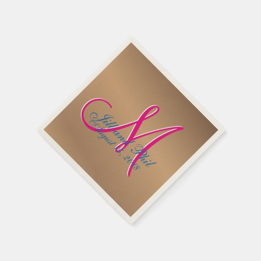 Kupfer Pecan Bronze Light 3d Monogram Serviette (Ecke)