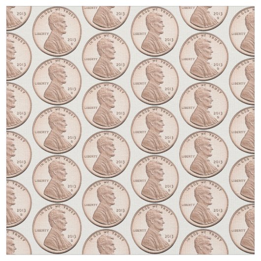Kupfer Penny Coin Pattern - Lincoln Cent Design Stoff (Nahaufnahme)