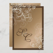 Kupfer + Perlen Wirbel Hochzeitsfeiern Einladung (Vorne/Hinten)