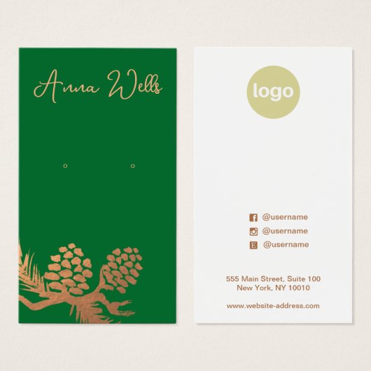 Kupfer Pine Cones Green Earring (Vorne & Hinten)