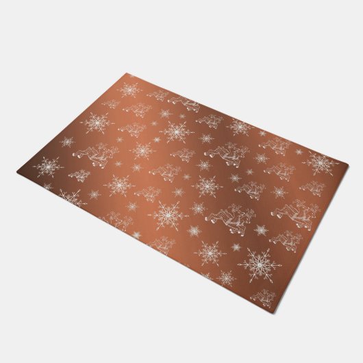 Kupfer,Rentier, Stern, Sterne, Schneeflocke, Weihn Fußmatte (Schrägansicht)