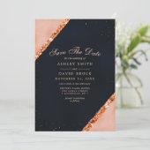Kupfer-Rosa-Navy-Geometric-Save-the-Date Save The Date (Stehend Vorderseite)