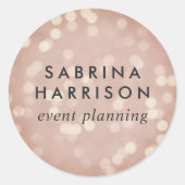 Kupfer-Rose Bokeh | Personalisiert/Firmenname Runder Aufkleber (Vorderseite)