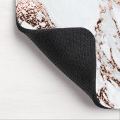 Kupfer-Rose Gold Blush Weißer Stone-Marmor Mousepad (Ecke)