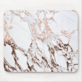 Kupfer-Rose Gold Blush Weißer Stone-Marmor Mousepad (Vorne)