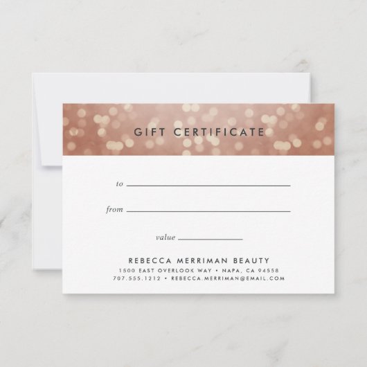 Kupfer Rose Gold Bokeh | Geschenkgutschein (Rückseite)