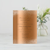 Kupfer Rose Gold Glitzer Blätter Sand Frame Glam Einladung (Stehend Vorderseite)