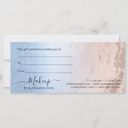 Kupfer Rose Gold Glitzer & Blue Make-up Künstler (Rückseite)