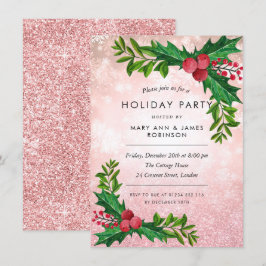 Kupfer Rose Gold Glitzer Feiertag Party Einladung