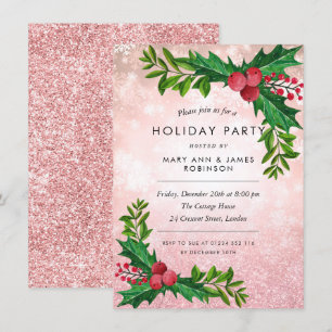 Kupfer Rose Gold Glitzer Feiertag Party Einladung