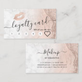 Kupfer Rose Gold Glitzer Lippen Marmor Makeup Küns Treuekarte (Vorne/Hinten)