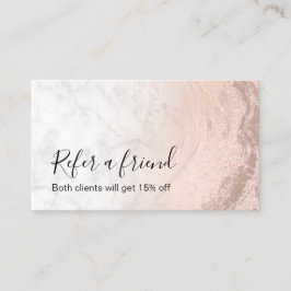 Kupfer Rose Gold Glitzer Marmor Makeup Künstler Empfehlungskarte