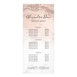 Kupfer Rose Gold Glitzer Marmor Makeup Künstler Werbekarte