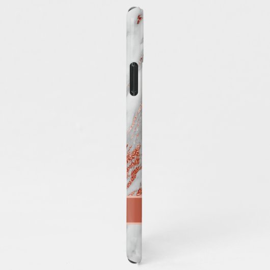 Kupfer | Rose Gold Glitzer Marmormonogramm iPhone Hülle (Rechte Seite)