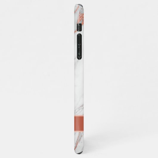 Kupfer | Rose Gold Glitzer Marmormonogramm iPhone Hülle (Linke Seite)