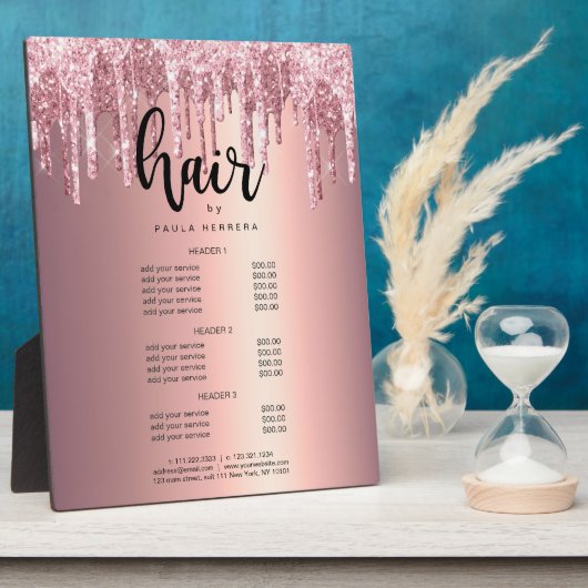 Kupfer Rose Gold Glitzer Tropfen Haargeräte Fotoplatte (Seite)