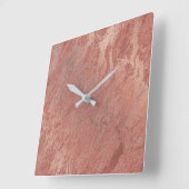 Kupfer Rose Gold Korallenmarmor Minimal Quadratische Wanduhr (Winkel)