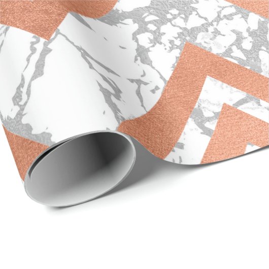 Kupfer Rose Gold Marmor Zig Zag Zickzack grau Geschenkpapier (Rolleneckpunkt)