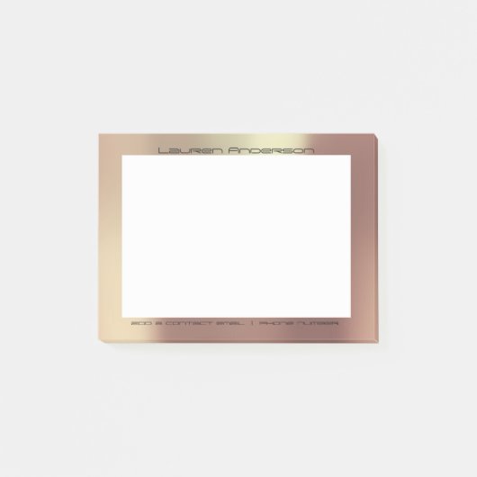 Kupfer-Rose Gold Office Custom Personalisiert Post-it Klebezettel (Vorderseite)
