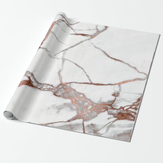 Kupfer-Rose Weißer Abstrakter Carrara-Marmorstein Geschenkpapier (Ungerollt)