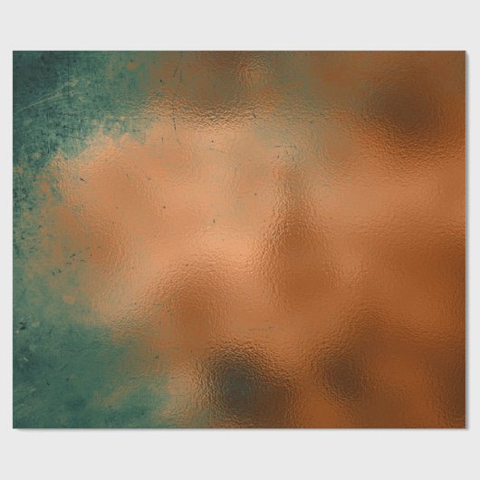 Kupfer Rost Aquamarin Patina Metallic Grungy Abstr Geschenkpapier (Flach)