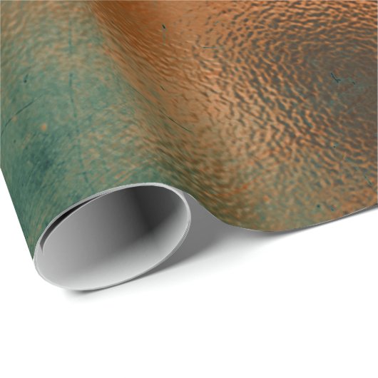 Kupfer Rost Aquamarin Patina Metallic Grungy Abstr Geschenkpapier (Rolleneckpunkt)