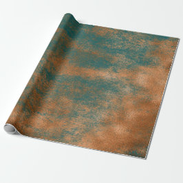 Kupfer Rost Aquamarin Patina Metallic Urban Abstra Geschenkpapier