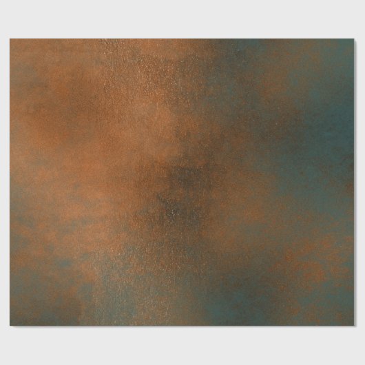 Kupfer Rost Blue Patina Metallic Grungy Abstrakt Geschenkpapier (Flach)