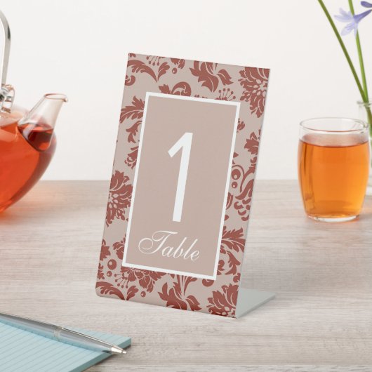 Kupfer-Rost-Damast Hochzeit Sockelschild (In SItu)