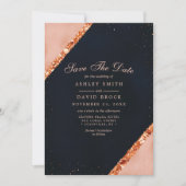 Kupfer rot rosa Navy Geometrie Save the Date (Vorderseite)