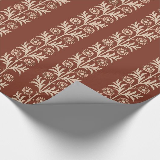 Kupfer Rote Künste und Handwerkskunst Blumenstreif Geschenkpapier (Ecke)